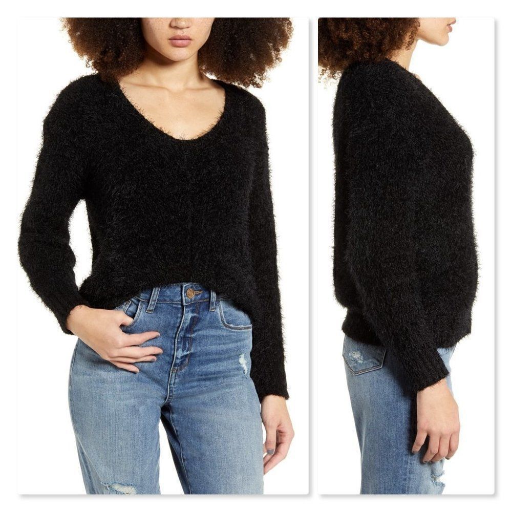 BP V-Neck Eyelash Chenille Sweater sz Medium